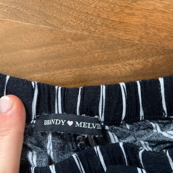 Brandy Melville Flowy Navy Blue with White Stripes Pants Linen - Picture 2 of 2